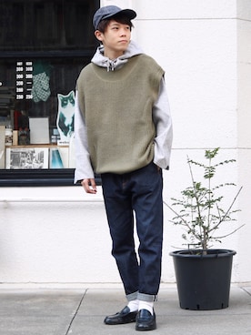 「A.P.C.（アーペーセー）のアイテム（キャップ）」を使った、SHOTA / しょうたさん（メンズ・165cm）の冬コーディネート