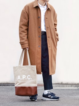 「アイテム（ステンカラーコート）」を使った、SHOTA / しょうたさん（メンズ・165cm・20代）の冬コーディネート