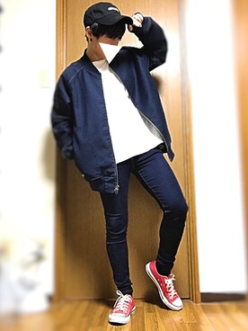 「アキコーデ」｜「アイテム（ブルゾン）」を使った、kuraraさん（メンズ・161cm）の秋コーディネート