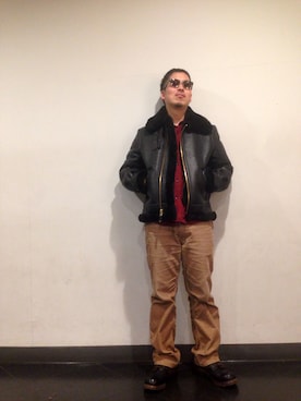 「ムートン」｜「アイテム（ジャケット/アウター）」を使った、kawakamiさん（メンズ・171cm）の冬コーディネート