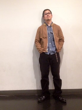 「SCHOTT」｜「アイテム（スウェット）」を使った、kawakamiさん（メンズ・171cm）の冬コーディネート