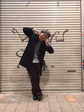 「schott（ショット）のアイテム（ステンカラーコート）」を使った、kawakamiさん（メンズ・171cm）の秋コーディネート