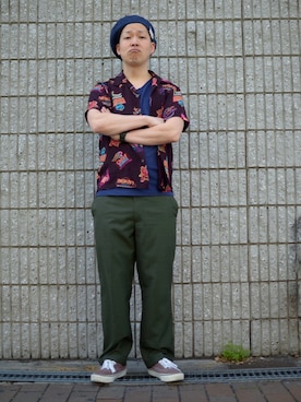 「SCHOTT」｜「アイテム（ハンチング/ベレー帽）」を使った、kawakamiさん（メンズ・171cm）の春コーディネート