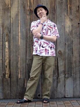 「schott（ショット）のSchott/ショット/ARMY FATIGUE PANTS/アーミー ファティーグ パンツ（その他パンツ）」を使った、kawakamiさん（メンズ・171cm）の夏コーディネート
