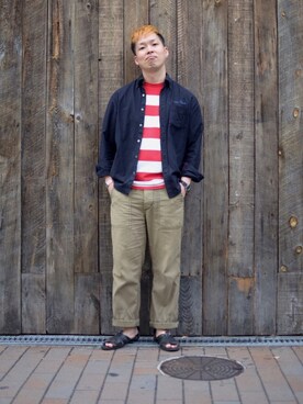 「schott（ショット）のSchott/ショット/ARMY FATIGUE PANTS/アーミー ファティーグ パンツ（その他パンツ）」を使った、kawakamiさん（メンズ・171cm）の夏コーディネート