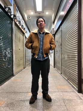 「SCHOTT」｜「アイテム（ニットキャップ/ビーニー）」を使った、kawakamiさん（メンズ・171cm）の冬コーディネート