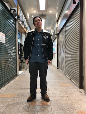 「ワーク」｜「アイテム（ブルゾン）」を使った、kawakamiさん（メンズ・171cm）の冬コーディネート