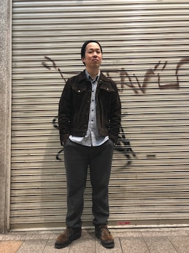 「SCHOTT」｜「アイテム（ニットキャップ/ビーニー）」を使った、kawakamiさん（メンズ・171cm）の冬コーディネート