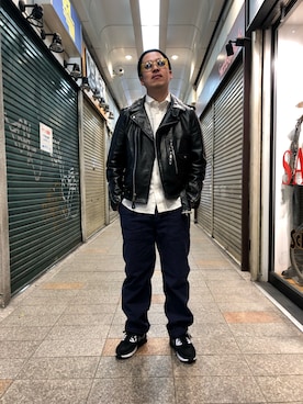 「SCHOTT」｜「アイテム（ニットキャップ/ビーニー）」を使った、kawakamiさん（メンズ・171cm）の冬コーディネート