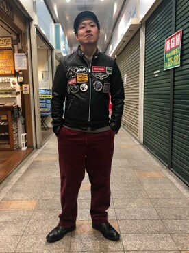 「ワッペン」｜「アイテム（ジャケット/アウター）」を使った、kawakamiさん（メンズ・171cm）の冬コーディネート