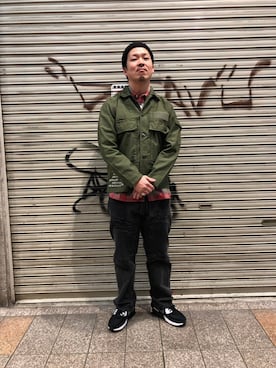 「SCHOTT」｜「アイテム（ニットキャップ/ビーニー）」を使った、kawakamiさん（メンズ・171cm）の冬コーディネート