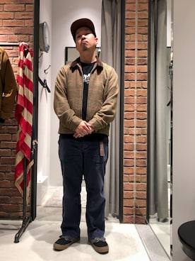 「SCHOTT」｜「アイテム（キャップ）」を使った、kawakamiさん（メンズ・171cm）の秋コーディネート