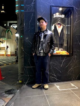 「schott（ショット）のSchott/ショット/ARMY FATIGUE PANTS/アーミー ファティーグ パンツ（その他パンツ）」を使った、kawakamiさん（メンズ・171cm）の冬コーディネート
