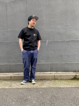「SCHOTT」｜「アイテム（キャップ）」を使った、kawakamiさん（メンズ・171cm）の春コーディネート