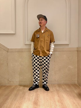 「SCHOTT」｜「アイテム（キャップ）」を使った、kawakamiさん（メンズ・171cm）の春コーディネート