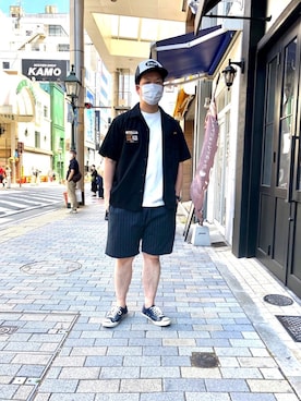 「SCHOTT」｜「アイテム（キャップ）」を使った、kawakamiさん（メンズ・171cm）の春コーディネート