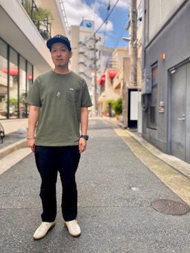 「SCHOTT」｜「アイテム（キャップ）」を使った、kawakamiさん（メンズ・171cm）の夏コーディネート