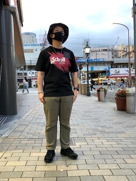 「schott（ショット）のSchott/ショット/SCRIBBLE T-SHIRT（Tシャツ/カットソー）」を使った、kawakamiさん（メンズ・171cm）の夏コーディネート
