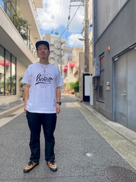 「SCHOTT」｜「アイテム（キャップ）」を使った、kawakamiさん（メンズ・171cm）の夏コーディネート