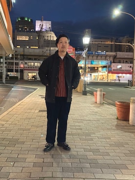 「schott（ショット）のアイテム（ステンカラーコート）」を使った、kawakamiさん（メンズ・171cm）の秋コーディネート