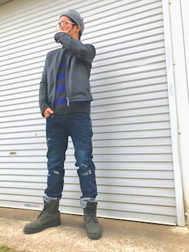 「ワーク」｜「アイテム（ライダースジャケット）」を使った、Naokiさん（メンズ・168cm）の春コーディネート