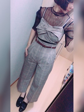 「アイテム（その他トップス、ブラウン系）」を使った、かほさんさん（レディース・165cm）の夏コーディネート