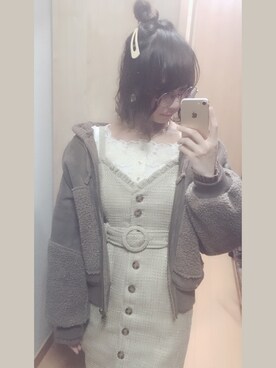 「ヘアアレンジ」｜「アイテム（ブルゾン）」を使った、かほさんさん（レディース・165cm）の冬コーディネート