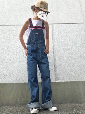 「TOMMY HILFIGER（トミーヒルフィガー）のアイテム（サロペット/オーバーオール）」を使った、enna_028さん（レディース・158cm）の夏コーディネート