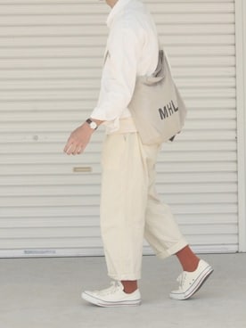 「MHL.（エムエイチエル）のアイテム（ブルゾン）」を使った、MoRiMoさん（メンズ・173cm）の春コーディネート