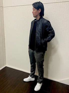 「大阪」｜「アイテム（ライダースジャケット）」を使った、ochiさん（メンズ・178cm）の秋コーディネート
