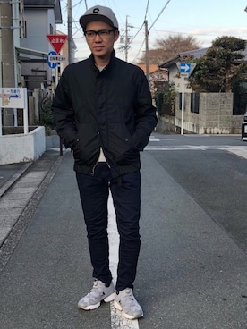 「Burner（バーナー）のアイテム（帽子）」を使った、モコウノワさん（メンズ・171cm）の秋コーディネート