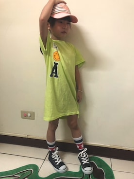 「ROXY（ロキシー）のアイテム（キャップ）」を使った、⭐️Mimi&TiTi⭐️蜜踢姐弟⭐️さん（キッズ・110cm）の夏コーディネート