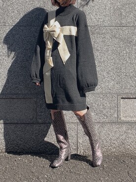 プレゼントリボンニットワンピースを使った人気ファッションコーディネート Wear