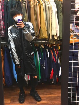 「和服」｜「アイテム（ブルゾン）」を使った、RYOさん（メンズ・174cm）の冬コーディネート