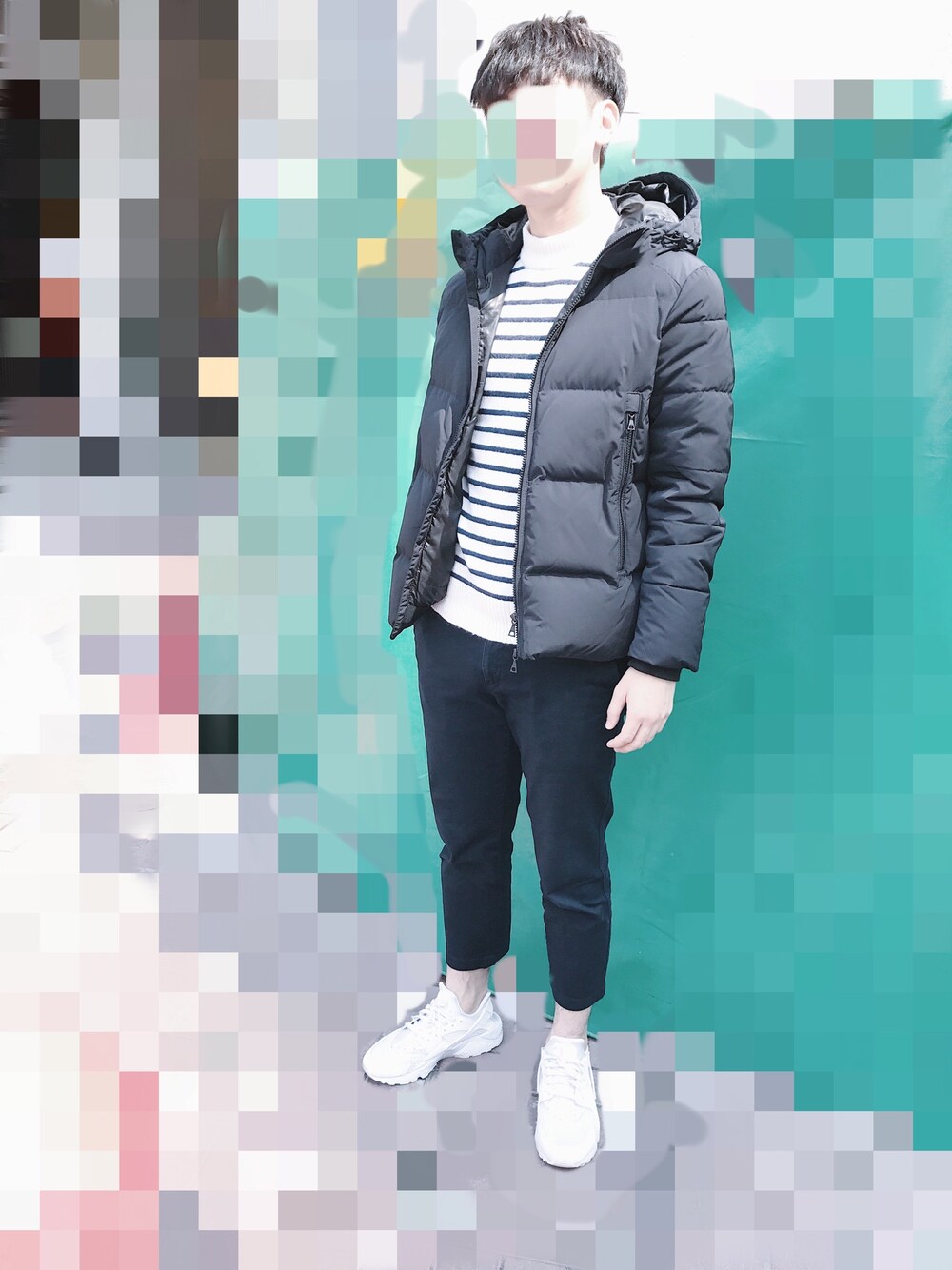 「GUのアイテム（ニット/セーター、ホワイト系）」を使った、MATTHEW さん（メンズ・177cm）の冬コーディネートの1枚目の写真