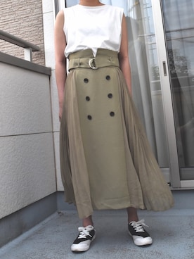 「アイテム（スカート）」を使った、シュウイさん（レディース・155cm）の秋コーディネート