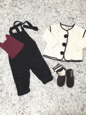 「ZARA（ザラ）のアイテム（ノーカラージャケット）」を使った、shskさん（キッズ・80cm）の秋コーディネート
