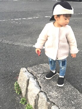 「ZARA（ザラ）のアイテム（ブルゾン）」を使った、shskさん（キッズ・80cm）の秋コーディネート