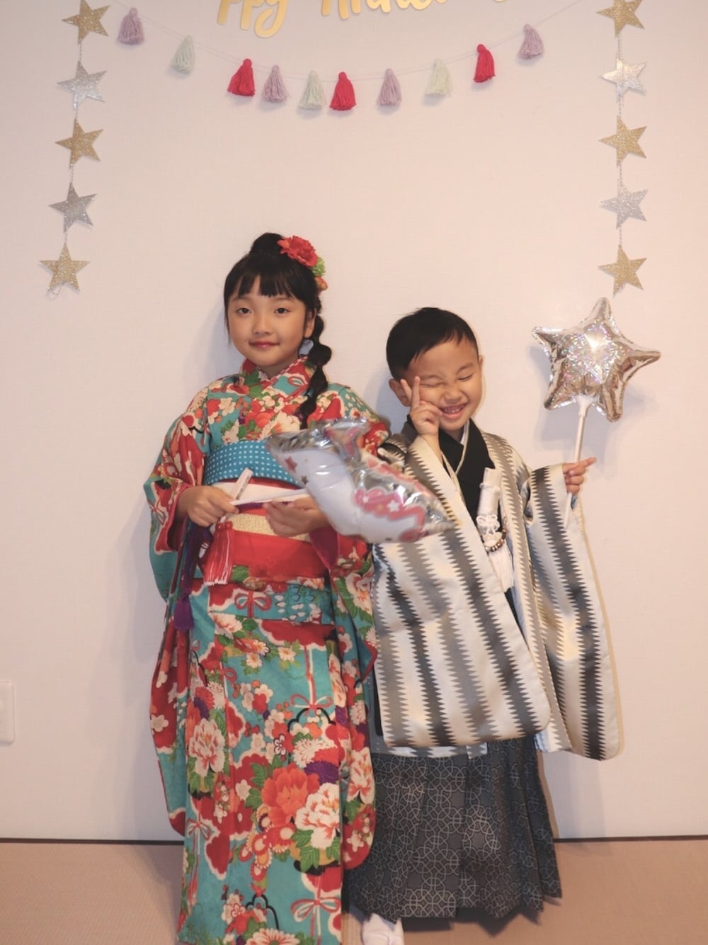 「七五三、753、着物、アンティーク着物、ハレの日、お参り」｜「京都かしいしょうのアイテム（浴衣、ブルー系）」を使った、melhalさん（レディース・154cm）の秋コーディネートの1枚目の写真