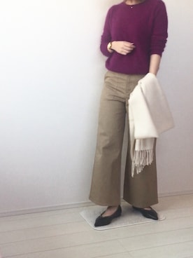 「クルーネックニット」｜C.tiさん（レディース・163cm）の冬コーディネート