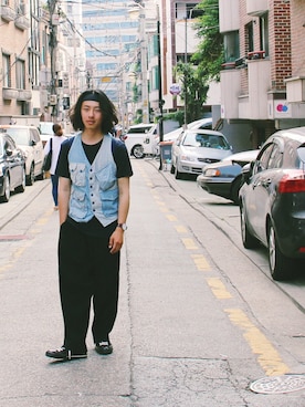 「Bread & Boxersのアイテム」を使った、KenLiuさん（メンズ・168cm）の夏コーディネート