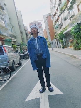 「plain-me（プレインミー）のアイテム（デニムジャケット）」を使った、KenLiuさん（メンズ・168cm）の夏コーディネート