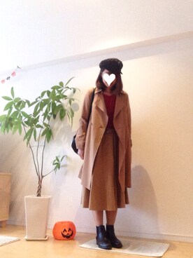 「passage mignon/flaneur（パサージュミニョンフラヌール）のアイテム（帽子）」を使った、kozumiさん（レディース・161cm）の秋コーディネート
