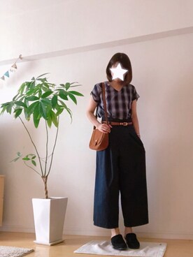 kozumiさんの「◆トライバル刺繍ベルト付ワイドパンツ」を使ったコーディネート