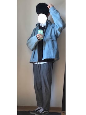 「いいね返し」｜「アイテム（デニムジャケット）」を使った、きぬさん（メンズ・178cm）の春コーディネート