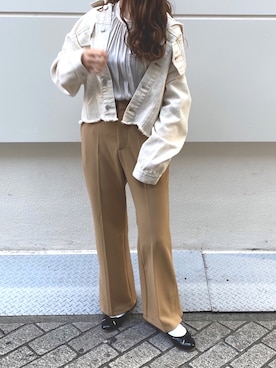 「スカラップ」｜「アイテム（ジャケット/アウター）」を使った、おまいさん（レディース・152cm）の春コーディネート