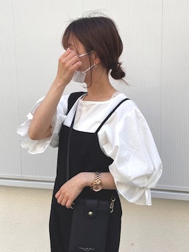 「natural couture（ナチュラルクチュール）のアイテム（オールインワン・サロペット）」を使った、おまいさん（レディース・152cm）の春コーディネート