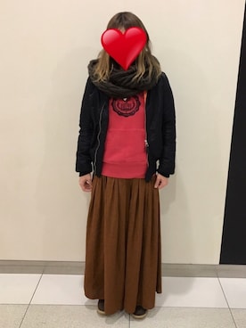「スカーチョ」｜「アイテム（ブルゾン）」を使った、pigletさん（レディース・165cm）の冬コーディネート