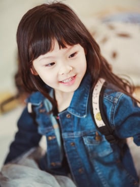「no brand（ノーブランド）のアイテム（デニムジャケット）」を使った、水瓶逗_214さん（キッズ・110cm）の春コーディネート