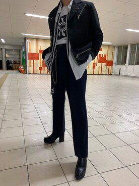 「Y-3（ワイスリー）のアイテム（アクセサリー）」を使った、元さん（メンズ・173cm）の冬コーディネート